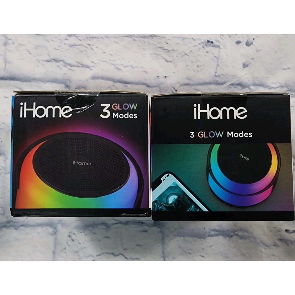 Ihome Mini Bluetooth Speaker Color Changing 3 Modes Rechargable 18 Hours SET 2
